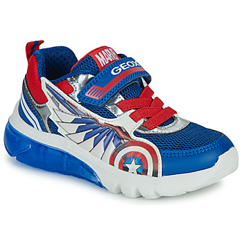 Sapatos Rapaz Sapatilhas Geox J CIBERDRON BOY Azul / Vermelho / Branco