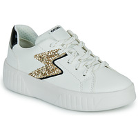 Sapatos Rapariga Sapatilhas Geox J MIKIROSHI GIRL Branco / Ouro / Preto