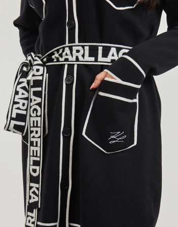 Karl Lagerfeld BRANDED BELTED CARDIGAN Preto / Branco