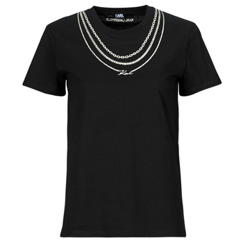 Textil Mulher T-Shirt mangas curtas Karl Lagerfeld karl necklace t-shirt Preto