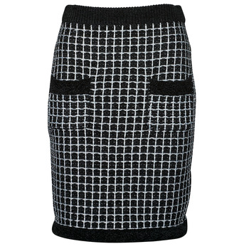 Textil Mulher Saias Karl Lagerfeld boucle knit skirt Preto / Branco