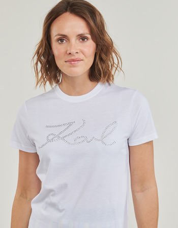 Karl Lagerfeld rhinestone logo t-shirt Branco