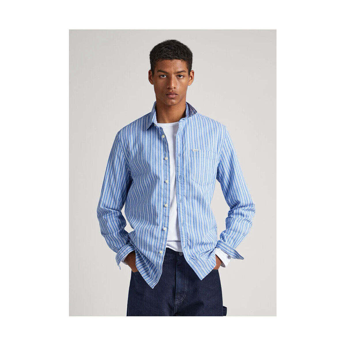 Textil Homem Camisas mangas comprida Pepe jeans PM308193-504-3-3 Azul