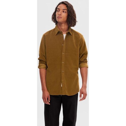 Selected 16090182 SLHREGOWEN-CORD SHIRT LS-BUTTERNUT Castanho