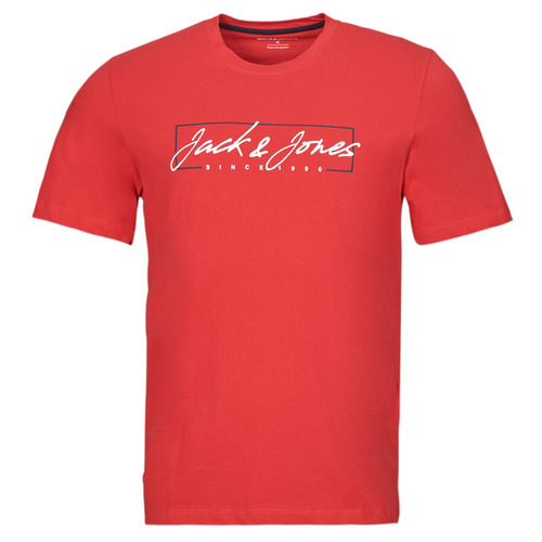 Textil Homem T-Shirt mangas curtas Jack & Jones JJZURI TEE SS CREW NECK Vermelho