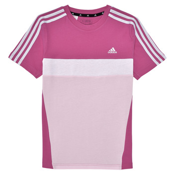 Textil Rapariga T-Shirt mangas curtas tracksuit Adidas Sportswear J 3S TIB T Rosa / Branco
