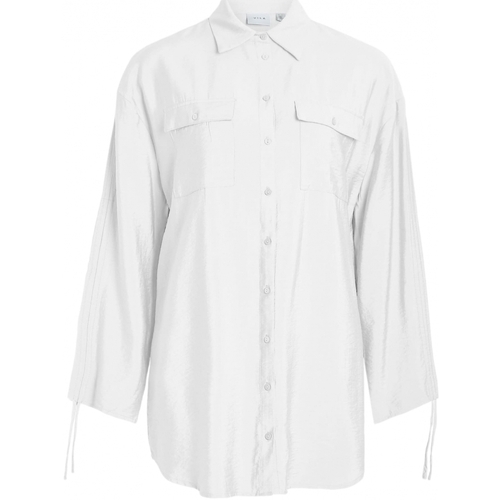 Textil Mulher Vitate L/s Short Puffer Jacket Vila Camisa Klaria Oversize L/S - Cloud Dancer Branco
