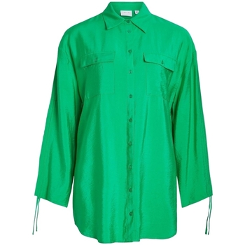 Textil Mulher Tops / Blusas Vila Camisa Klaria Oversize L/S - Bright Green Verde