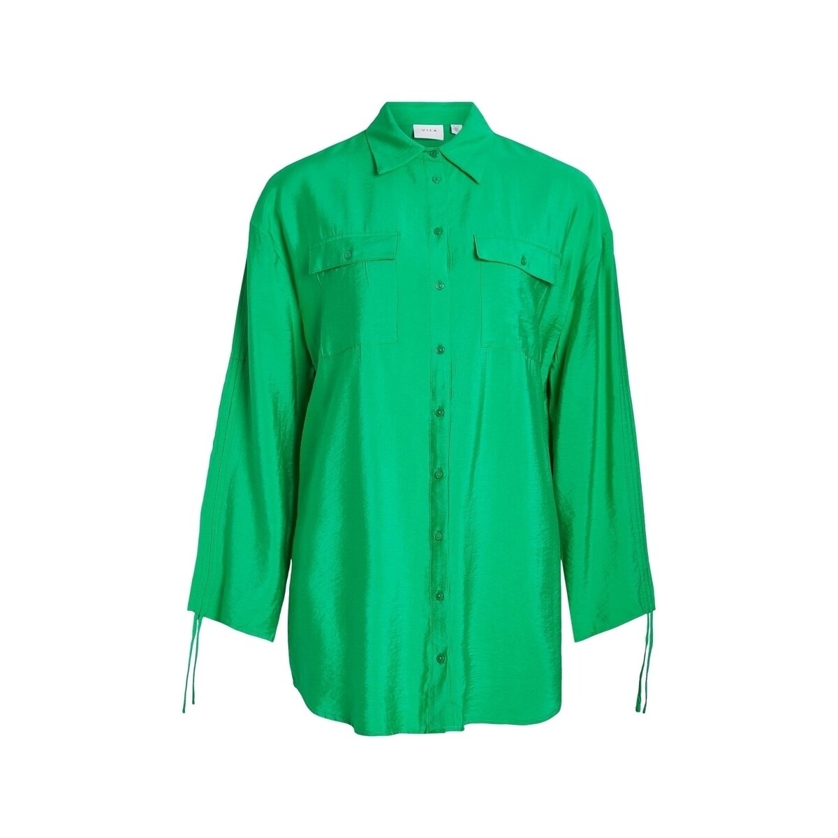 Textil Mulher Tops / Blusas Vila Camisa Klaria Oversize L/S - Bright Green Verde