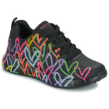 Sapatos Mulher Sapatilhas basses Skechers UNO LITE GOLDCROWN - HEART OF HEARTS Preto / Multicolor