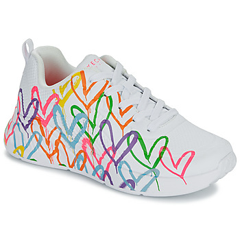 Sapatos Mulher Sapatilhas Consistent Skechers UNO LITE GOLDCROWN - HEART OF HEARTS Branco / Multicolor