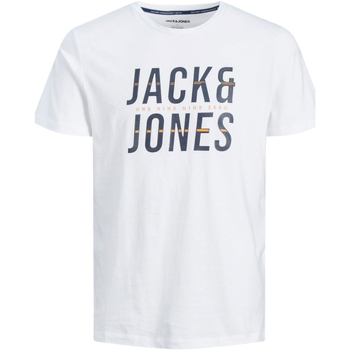 Textil Homem Todo o vestuário Jack & Jones 12219022 JJXILO TEE SS CREW NECK PLS WHITE Branco
