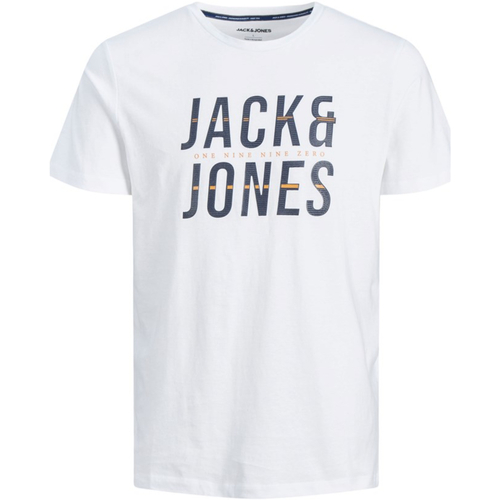 Textil Homem T-Shirt mangas curtas Jack & Jones 12219022 JJXILO TEE SS CREW NECK PLS WHITE Branco