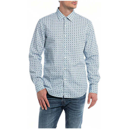 Textil Homem Camisas mangas comprida Replay M4049000740018-010-3-1 Azul