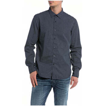 Textil Homem Camisas mangas comprida Replay M4049000740028-010-3-1 Azul