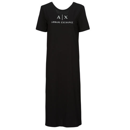 Textil Mulher Vestidos compridos logotryk Armani Exchange 3DYAAF Preto