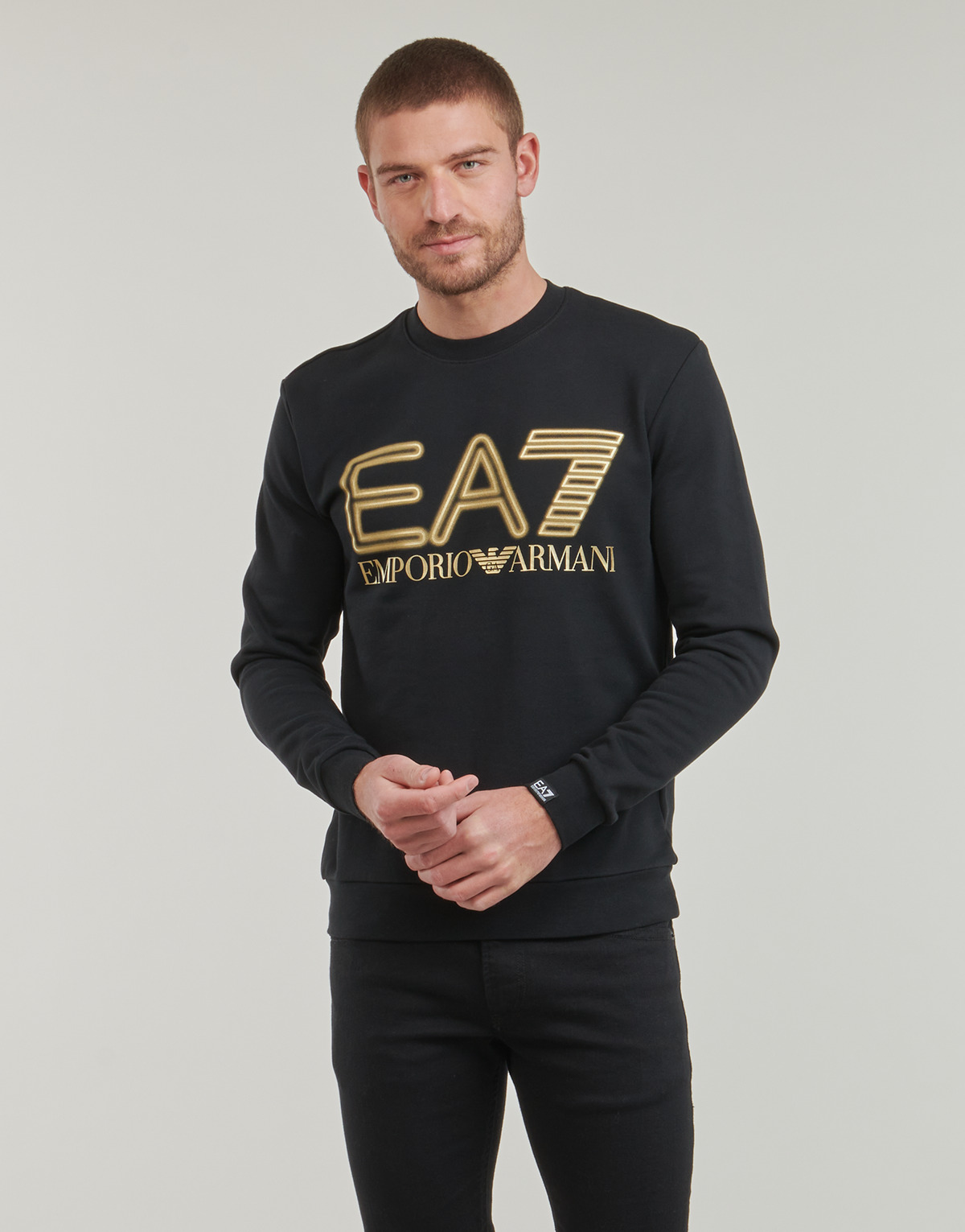 Textil Homem Sweats Emporio Armani space-print jersey t-shirt FELPA 3DPM63 Preto / Ouro