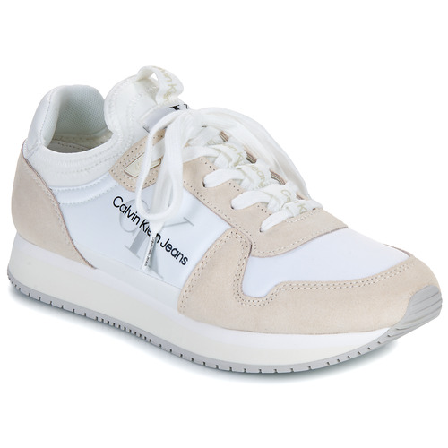 Sapatos Mulher Sapatilhas Calvin Klein JEANS colour-block RUNNER SOCK LACEUP NY-LTH W Branco