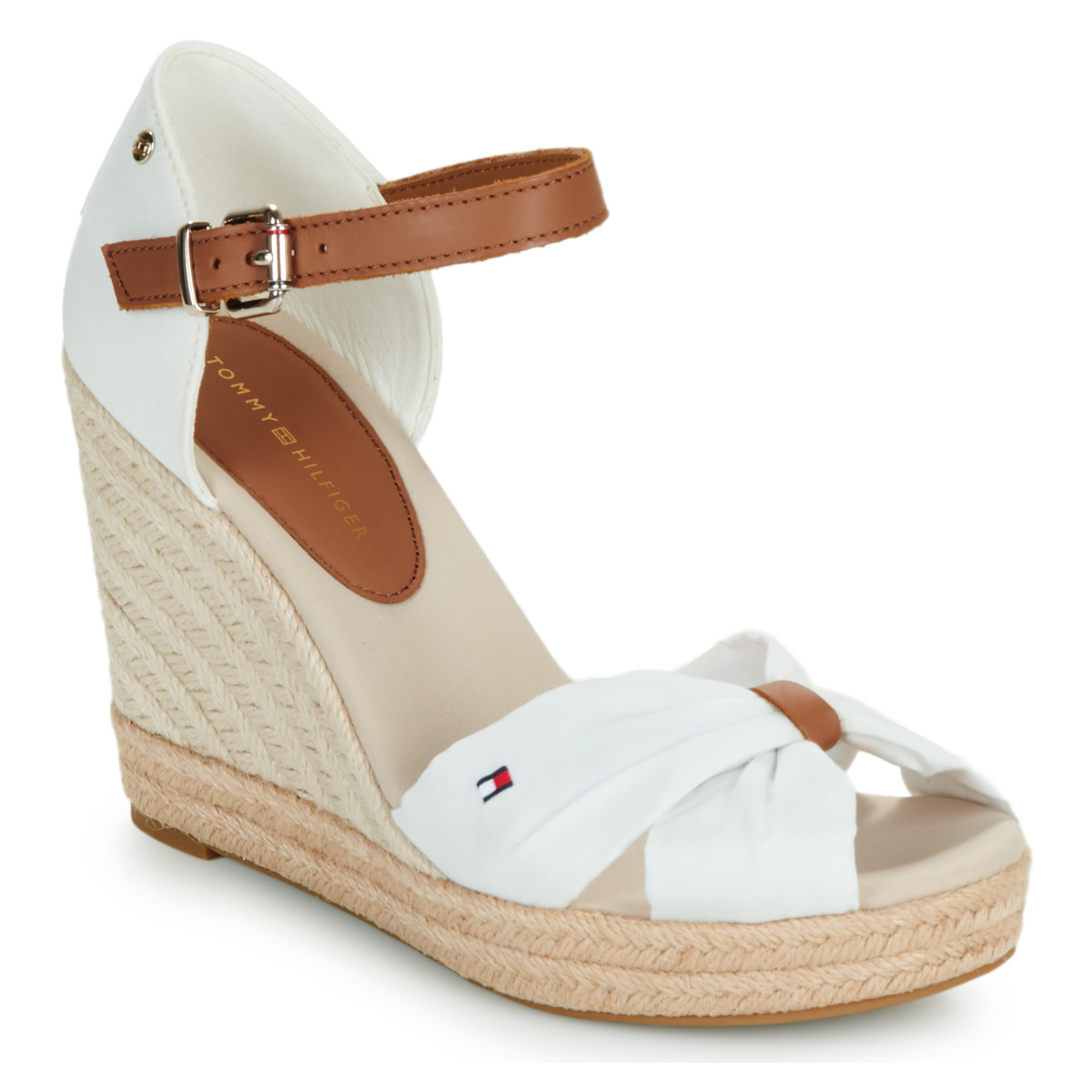Sapatos Mulher Tommy Hilfiger Mid Cut Footie-Socken 2 Paare BASIC OPEN TOE HIGH WEDGE Branco