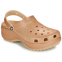 Sapatos Mulher Tamancos Crocs Rain Classic Platform Glitter ClogW Bege