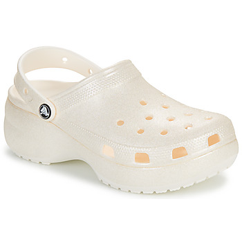 Sapatos Mulher Tamancos Crocs Classic Platform Glitter ClogW Bege