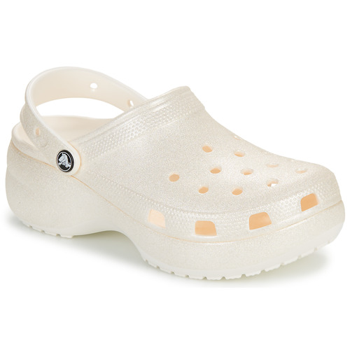 Sapatos sandal Tamancos Crocs Classic Platform Glitter ClogW Bege / Glitter