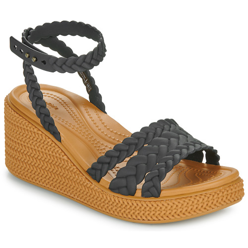 Sapatos Mulher Sandálias Lavender Crocs Brooklyn Woven Ankle Strap Wdg Preto