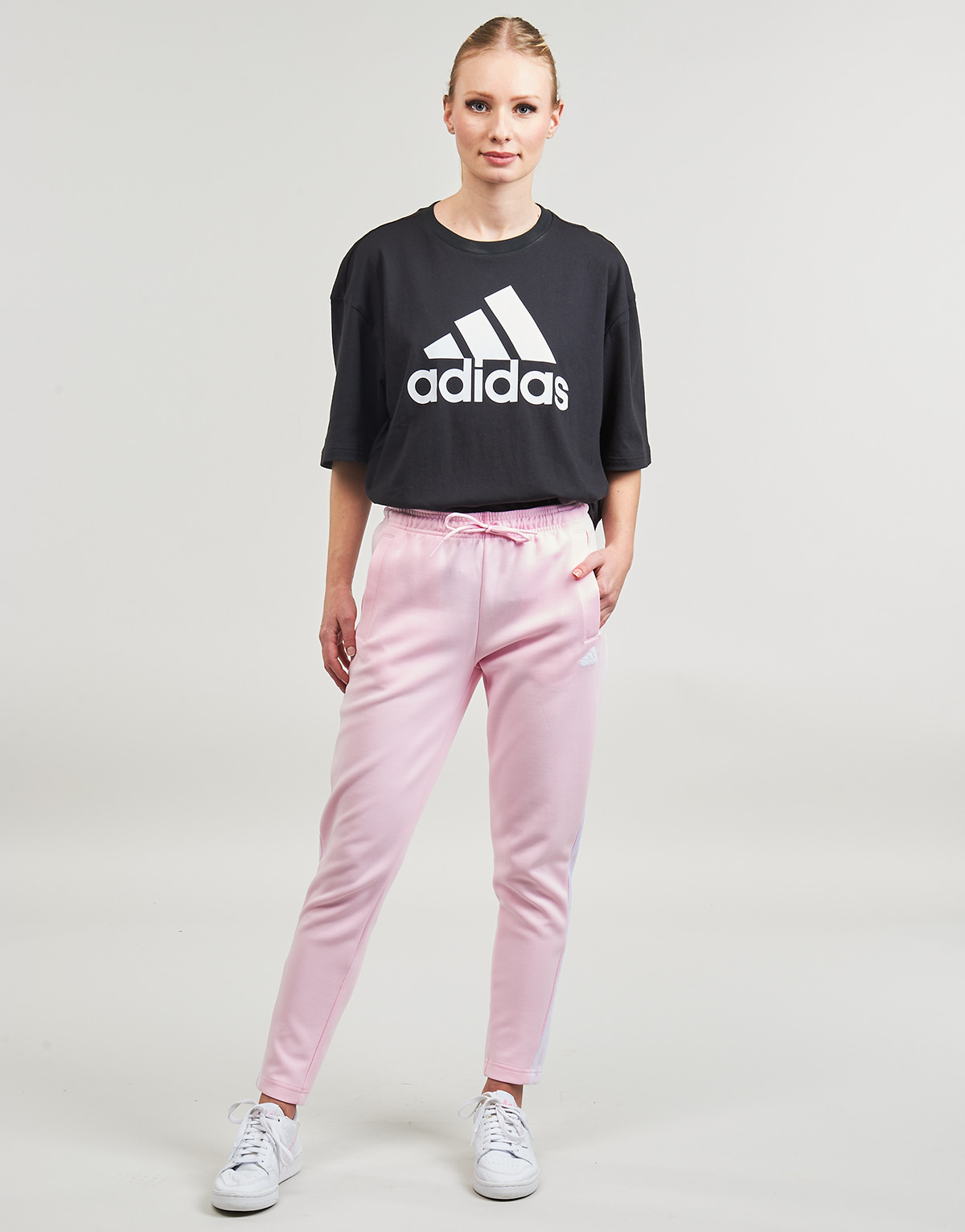 Textil Mulher Calças de treino Adidas Sportswear W FI 3S SLIM PT Rosa / Branco