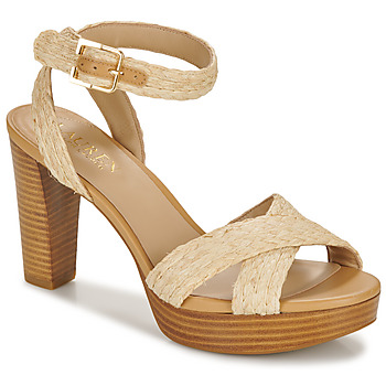 Sapatos Mulher Sandálias Lauren Ralph Lauren SASHA-SANDALS-HEEL SANDAL Bege