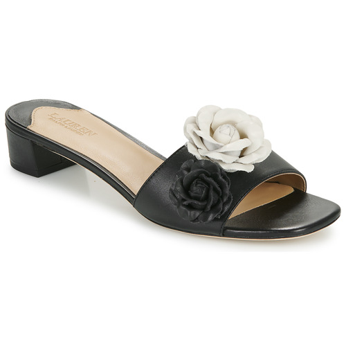 Sapatos Mulher Chinelos Lauren Ralph Lauren FAY FLOWER-SANDALS-FLAT SANDAL Preto / Branco