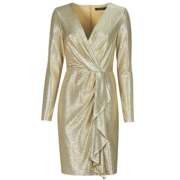 Textil Mulher Vestidos curtos Sapatos & Richelieu CINLAIT-LONG SLEEVE-COCKTAIL DRESS Ouro