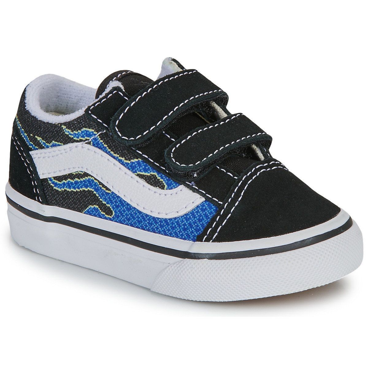 Sapatos Criança Sapatilhas Vans Boys Old Skool V PIXEL FLAME BLACK/BLUE Preto / Azul