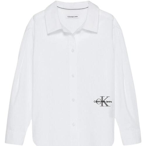 Textil Rapariga camisas Calvin Klein Jeans  Branco