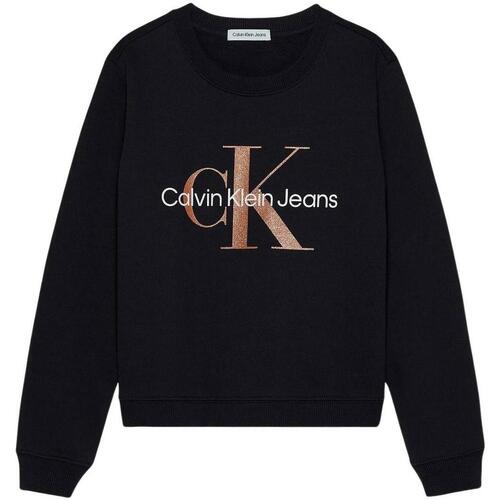 Textil Rapariga Sweats Calvin Klein Cotton JEANS  Preto