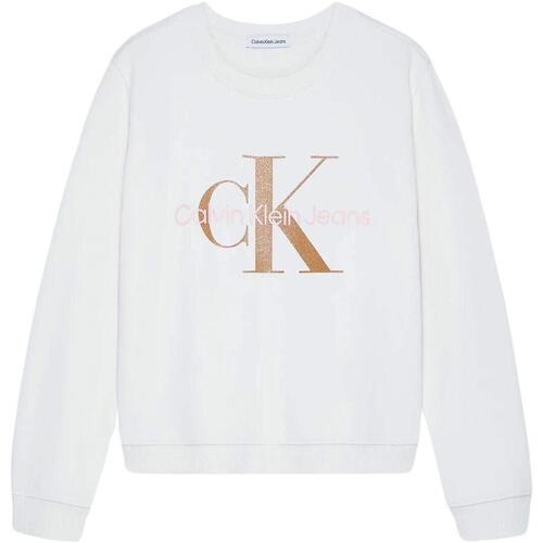 Textil Rapariga Sweats Calvin Klein Cotton JEANS  Branco