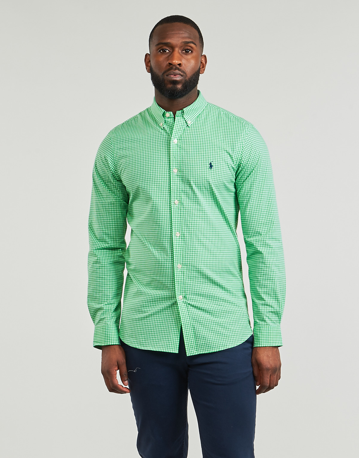Textil Homem Flag Collar Polo Shirt Machine washable CHEMISE AJUSTEE SLIM FIT EN POPELINE RAYE Verde