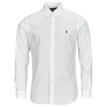 Textil Homem Camisas mangas comprida Polo Ralph Lauren CHEMISE COUPE DROITE EN SEERSUCKER Branco / Branco