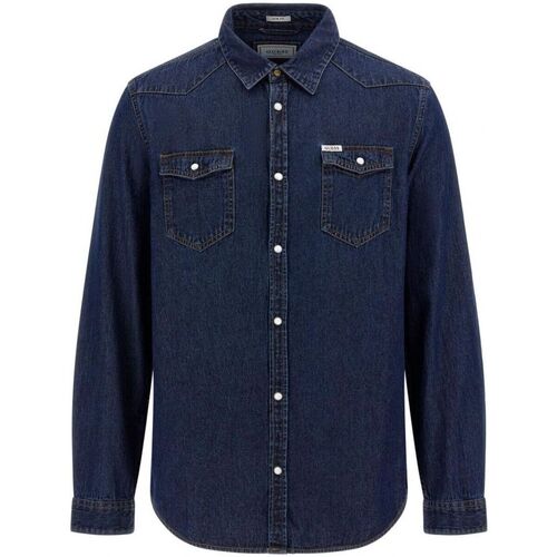Textil Homem Camisas mangas comprida BLA Guess M3YH02 D53O1 EMERSON-EMES Azul