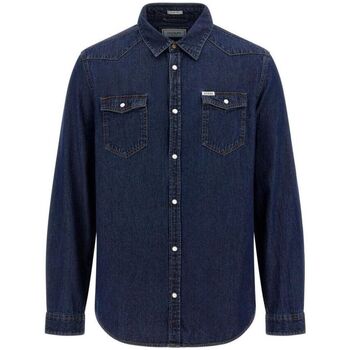 Textil Homem Camisas mangas comprida BLA Guess M3YH02 D53O1 EMERSON-EMES Azul