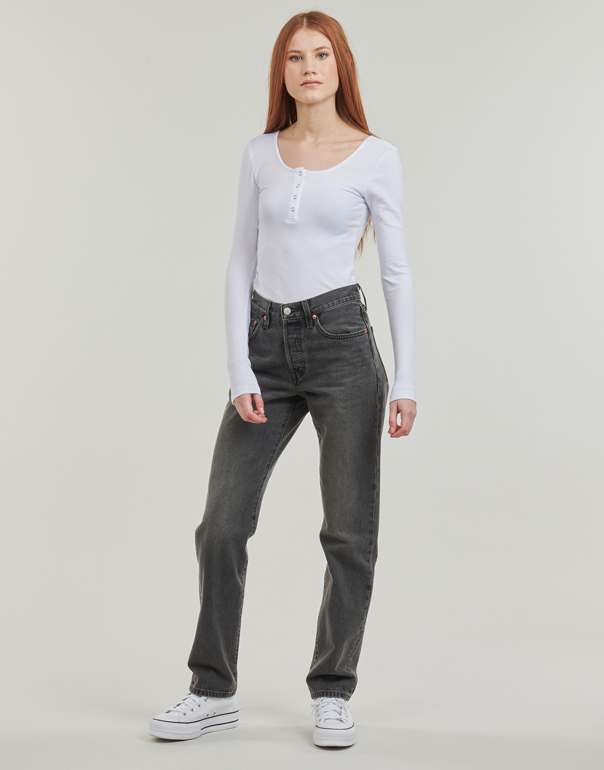 Textil Mulher Calças Jeans Levi's 501® Brave Soul Plus Grungy Round Neck Sweater Dress Preto