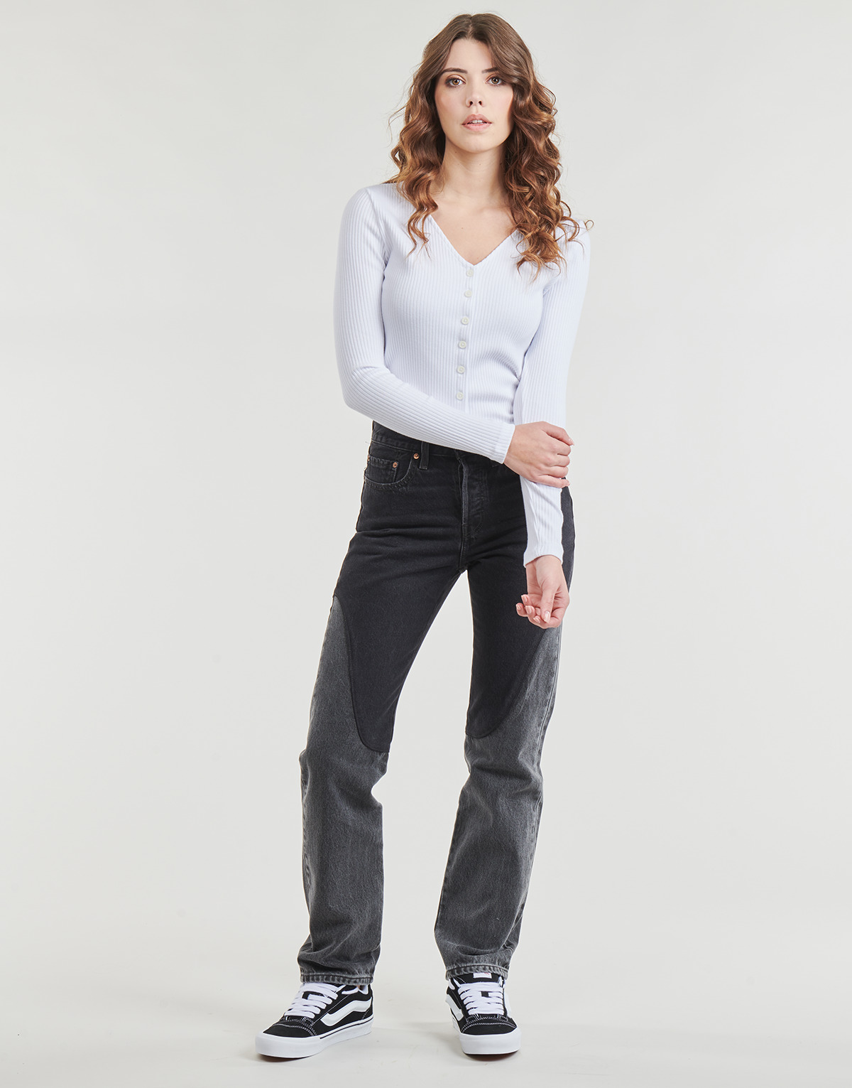 Textil Mulher Calças stretch Jeans Levi's 501® ORIGINAL CHAPS Preto