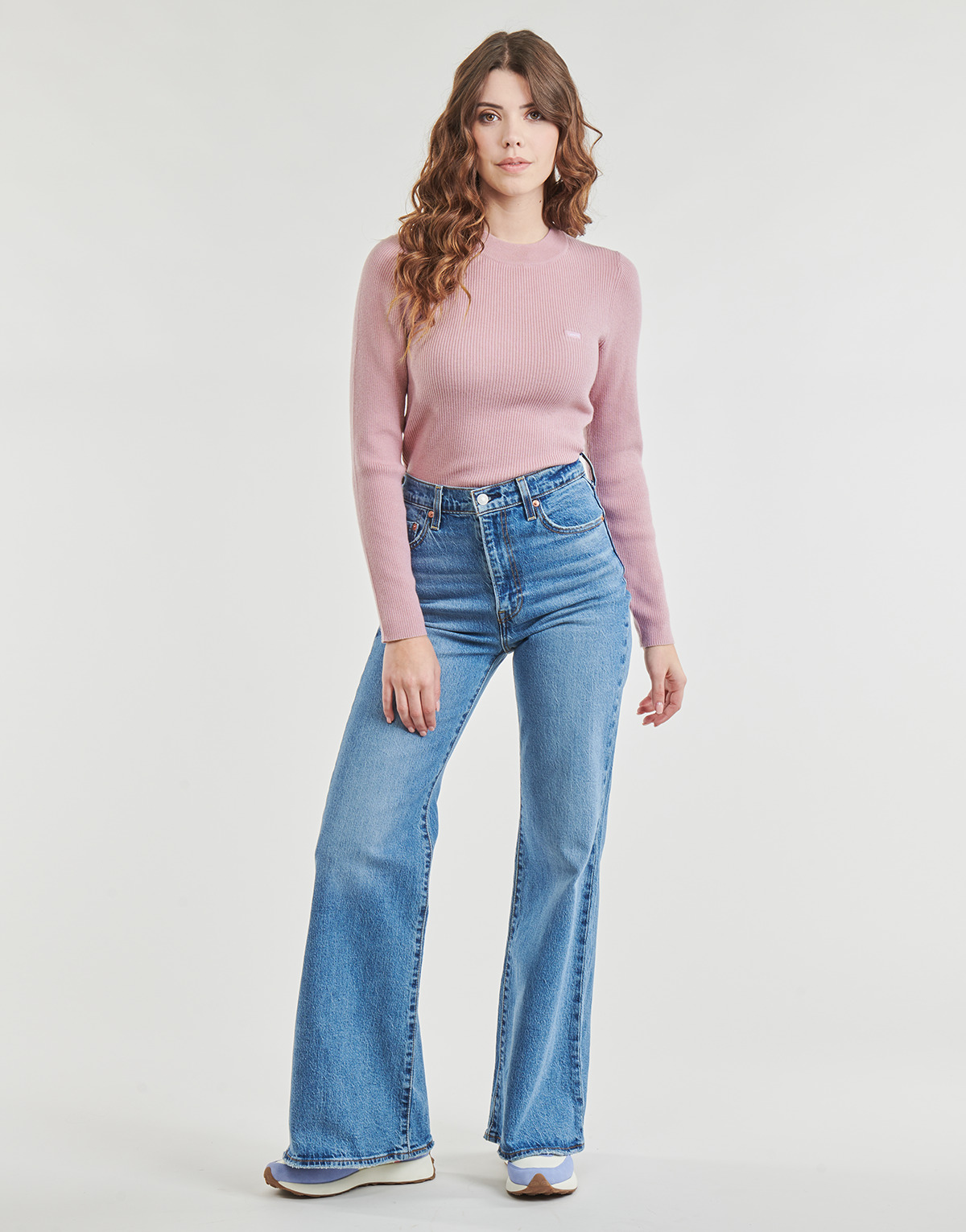 Textil Mulher Calças Jeans Gilbert Levi's RIBCAGE BELLS Azul