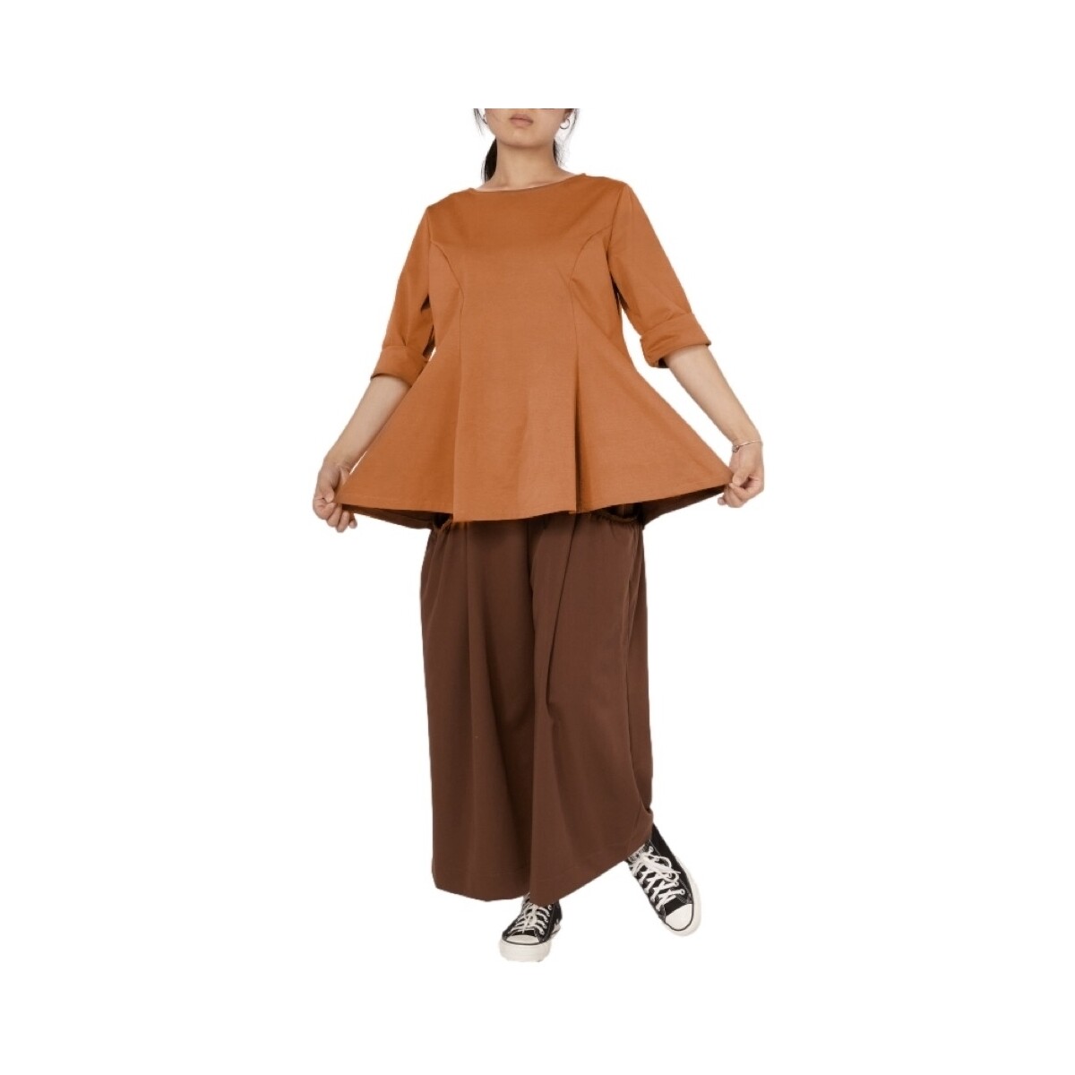 Textil Mulher Tops / Blusas Wendy Trendy Top 223690 - Camel Castanho