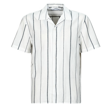Textil Homem Camisas mangas peak Selected SLHRELAXNEW-LINEN Azul / Branco