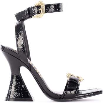Sapatos Mulher Escarpim Versace Maxi JEANS Couture Buckle-Detail Sandals Preto