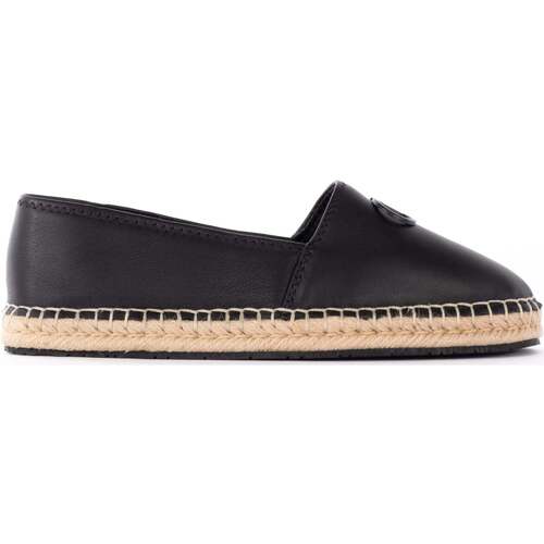 Sapatos Mulher Mocassins Long Sleeve Textured Knit Dress with Front Rouching Leather Espadrilles Preto