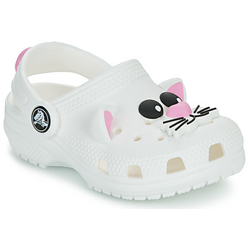 Sapatos Criança Tamancos Block Crocs Classic IAM Cat Clog T Branco / Rosa