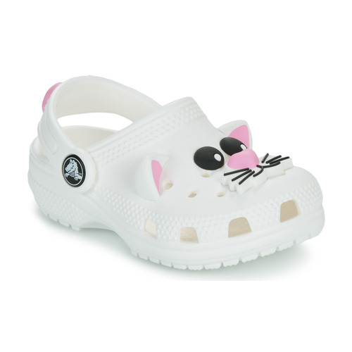 Sapatos Criança Tamancos Crocs literide Classic IAM Cat Clog T Branco / Rosa