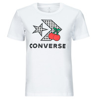 Textil Mulher T-Shirt mangas curtas Logo Converse CHERRY STAR CHEVRON INFILL TEE WHITE Branco