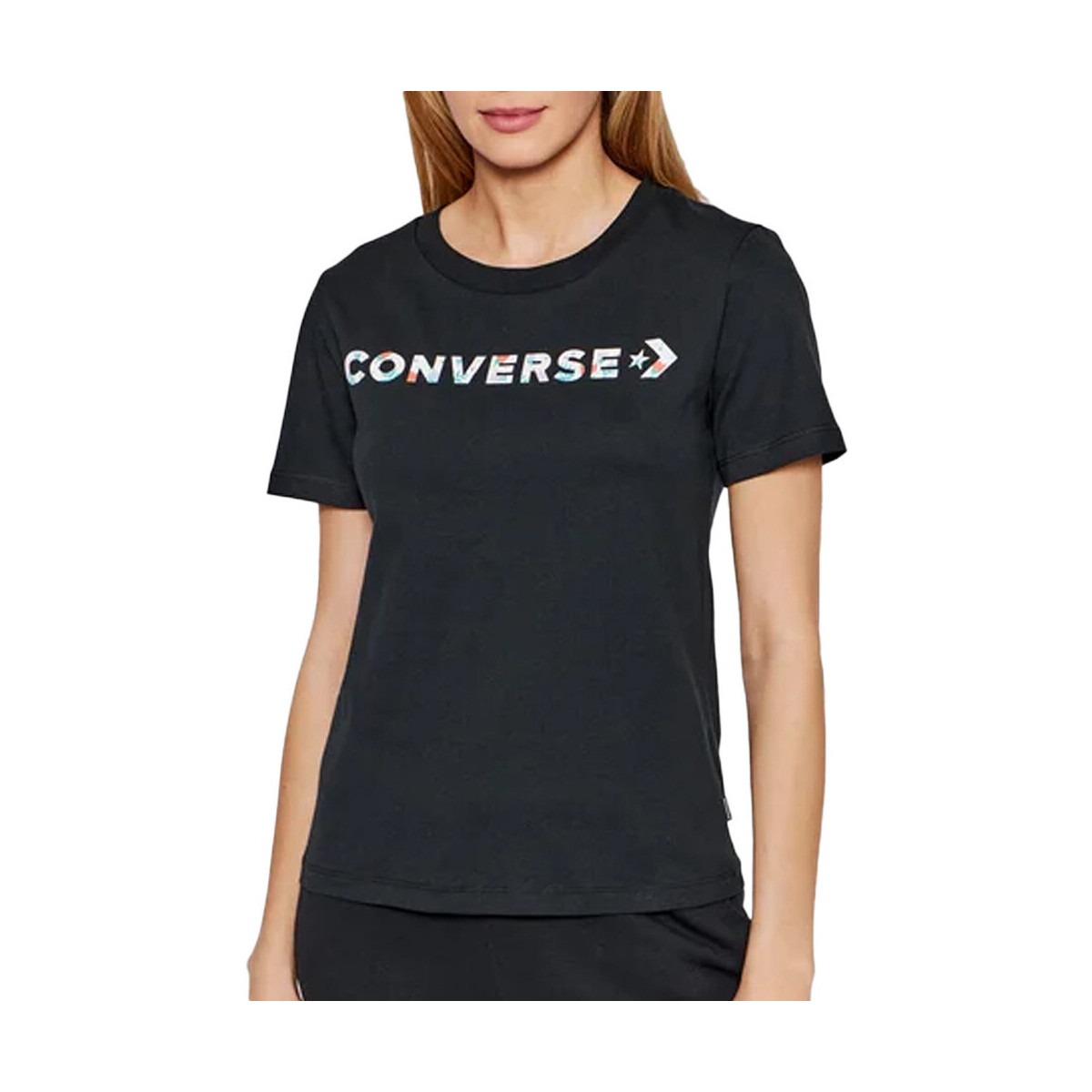 Textil Mulher T-shirts e Pólos Converse  Preto